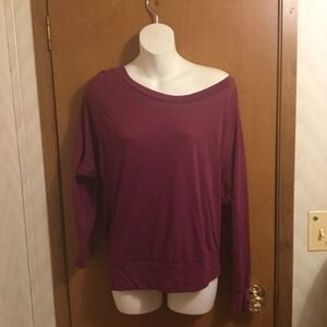Wetseal Burgundy Off-Shoulder Long-sleeve Top L